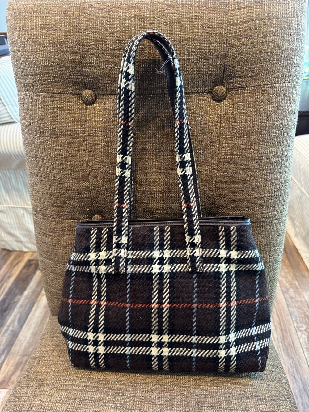 Burberrys vintage wool plaid shoulder bag purse authentic COA - Picture 3 of 10